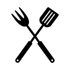 spatula and fork icon bbq and grill tools barbecue silhouette