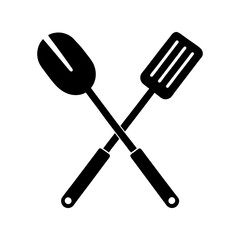 spatula and fork icon bbq and grill tools barbecue silhouette