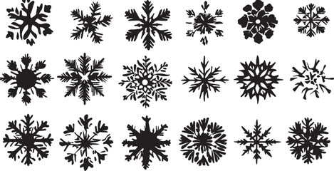 Black and White Snowflake Silhouettes: Winter Holiday Designs