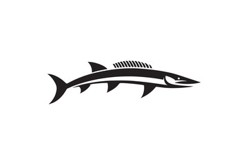 Black Barracuda Silhouette on White Background