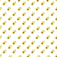 Seamless Pattern of Sunflowers on Black Background