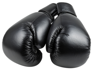 Classic Black Leather Boxing Gloves Pair – Transparent Background PNG
