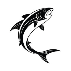 Jumping Fish Logo – Stylized Black and White Fish Illustration