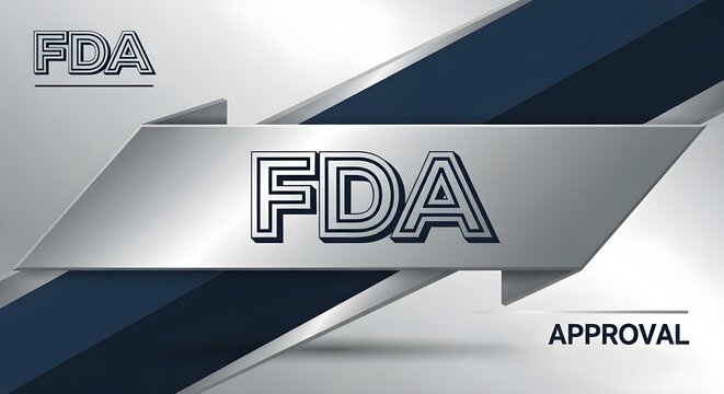FDA Approval Logo with Metallic Design on Abstract Background | Regulatory Compliance Image for Pharmaceutical, Medical Device Marketing and Healthcare Communications