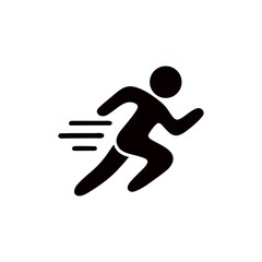 Stylized Silhouette of a Person Running with Motion Lines Depicting Speed and Movement on a Clean White Background for Sports or Fitness