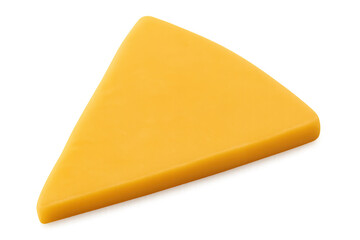 Perfect triangular slice of cheddar cheese, isolated on a transparent background, ready for your culinary creations