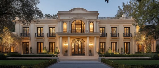 Obraz premium Create a stunning architectural design showcasing a blend of modern and classical elements, featuring sleek lines, intricate details, and a harmonious balance between form and function