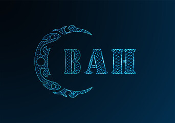 Low poly letter logo BAH design. BAH letter logo low poly vector design on blue color gradient background. BAH logo low poly design
