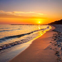 Golden sunset on a sandy beach