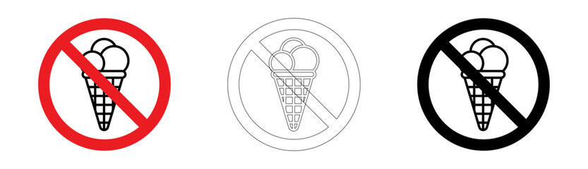 No eating ice cream sign in vector format