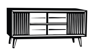Vintage Console Table with Multiple Drawers Outline - Elegant Storage