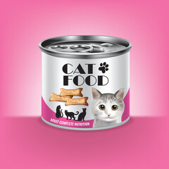Design a can for cat food. Aluminum cans for food packaging.