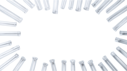 Clear Glass Test Tubes Arranged in a Creative Frame Design