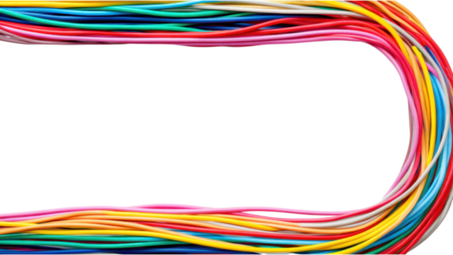 Colorful Electrical Wires Neatly Arranged in a Vibrant Frame Design