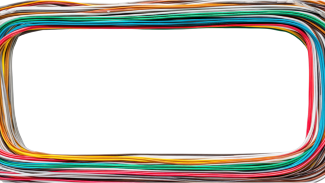 Colorful Electrical Wires Neatly Arranged in a Unique Frame Design