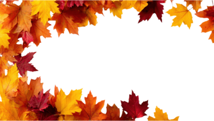 Colorful Autumn Leaves Frame with Maple and Oak Foliage