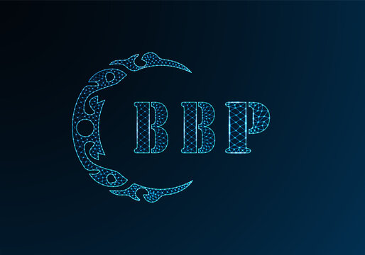 Low poly letter logo BBP design. BBP letter logo low poly vector design on blue color gradient background. BBP logo low poly design