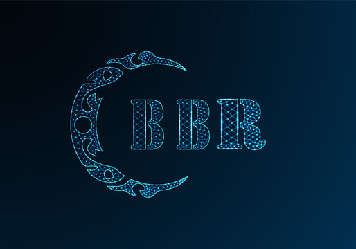 Low poly letter logo BBR design. BBR letter logo low poly vector design on blue color gradient background. BBR logo low poly design