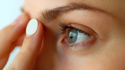 Woman using under-eye patches to reduce puffiness