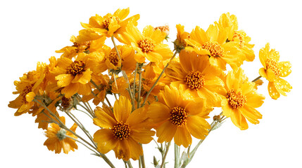 Golden Flowers Bouquet Dew Drops Black Background