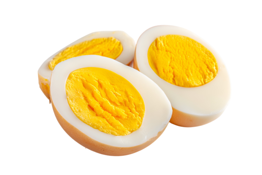 Sliced hard boiled eggs yellow yolks white egg whites healthy food
