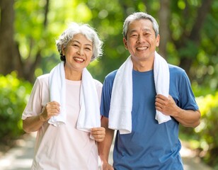 シニア夫婦のウォーキング風景