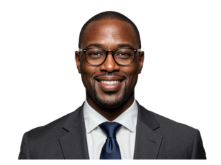 Smiling African American Businessman Portrait on Transparent Background