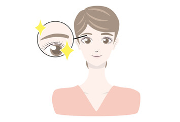 眉毛を整えている女性のイラスト