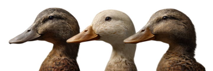 Realistic Arrangement of Three Mallard Duck Heads on Black Background