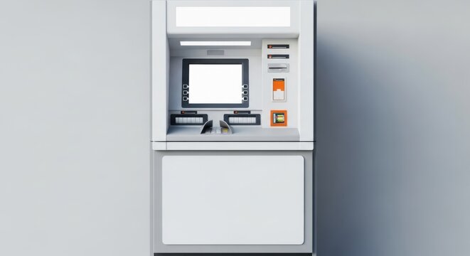 A modern automatic teller machine stands ready for financial transactions and banking services