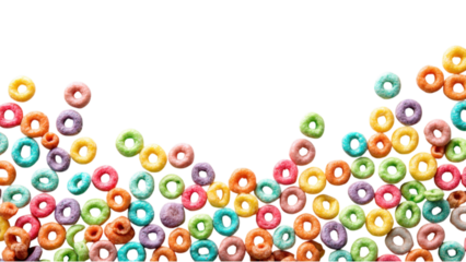Colorful Loops Cereal with a Playful Border on Transparent Background