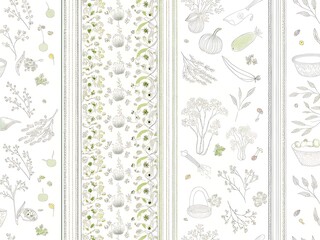 Delicate floral pattern with vertical stripes and subtle texture