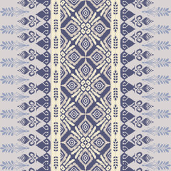 Ikat pattern hand drawn Blue tone, Motif ethnic floral seamless textil, embroidery, print striped ornament floral, pattern, design for wrapping, silk, scarf, background, textile