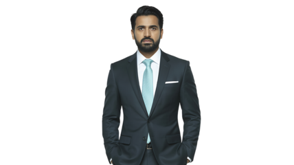 Professional man in suit stock photo for business headshot and formal portrait on transparent background