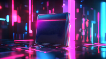 Neon Illuminated Technology: A Futuristic Screen Display with Abstract Cyberpunk Elements