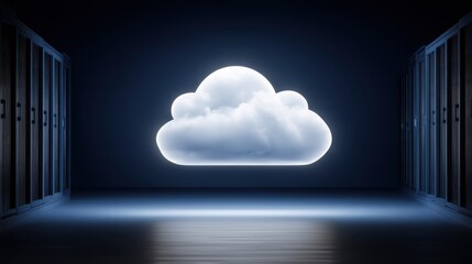 Cloud computing innovation data center digital art dark environment abstract view future technology concept