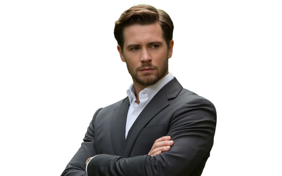 Handsome man in suit portrait confident businessman professional headshot image on transparent background