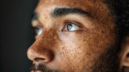 Man with patchy depigmentation on forehead and nose