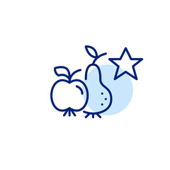 Apple, pear and star. Favorite fruits, farm loyalty program. Premium groceries store. Pixel perfect, editable stroke vector icon