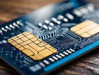 Close-up of Credit Card Chip and Circuitry
