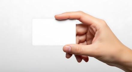Obraz premium Hand Holding Blank Card on White Background