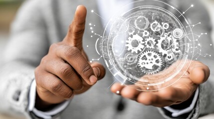 Innovative technology solutions modern office digital illustration creative environment close-up view future concepts