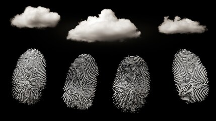 Investigating cloud patterns through fingerprints digital art abstract dark background conceptual view technology insights