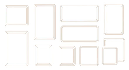 Various Rectangular and Square Frames with Rounded Corners in a Grid.