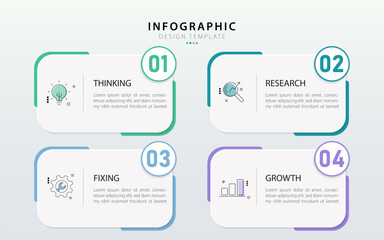 Infographic template. 4 Step timeline journey, Flat simple infographics design template. presentation graph. Business concept with numbers 4 options or steps vector illustration.