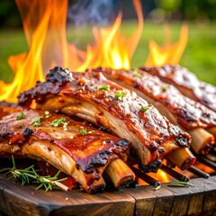 Grilled ribs, juicy and delicious