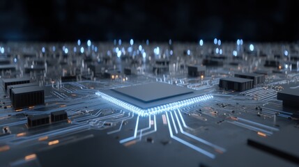 Innovative technology showcase microchip circuitry modern lab digital art high-tech environment close-up view future concepts