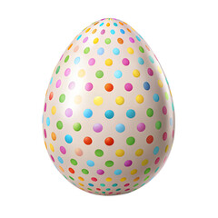 Decorated easter egg with colorful polka dots for spring holiday design on transparent background.