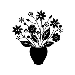 springtime flower arrangement silhouette vector art