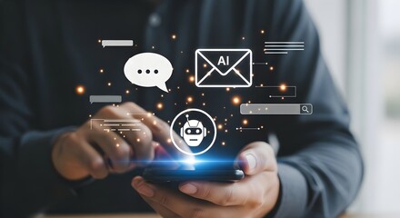 Artificial intelligence ai chatbot mobile app technology business automation and communication concept